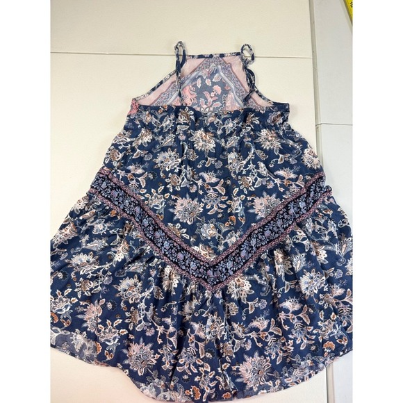 American Eagle Outfitters XS Halter Dress Blue Floral Boho Mini - Picture 2 of 8